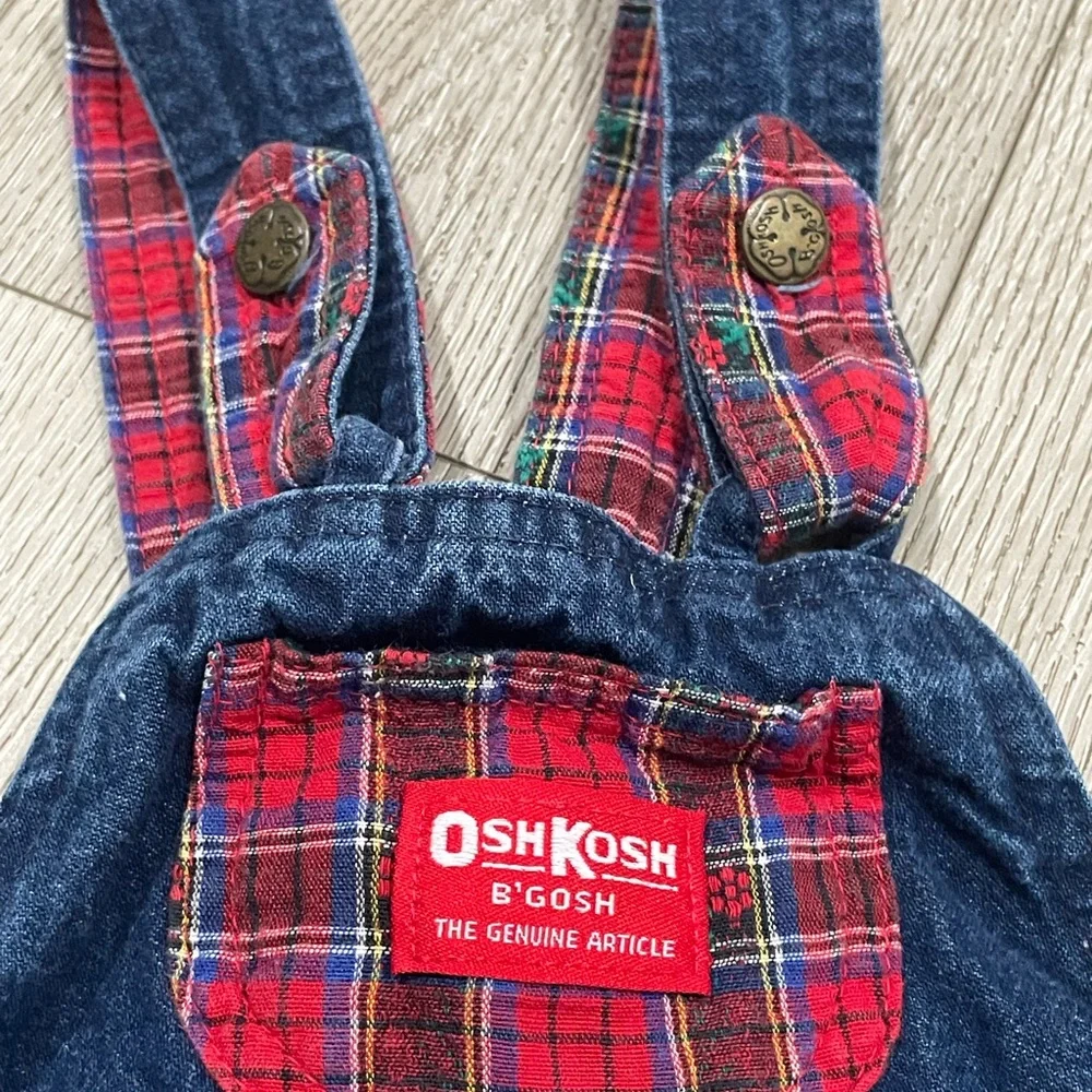 Vintage Oshkosh plaid denim toddler dress